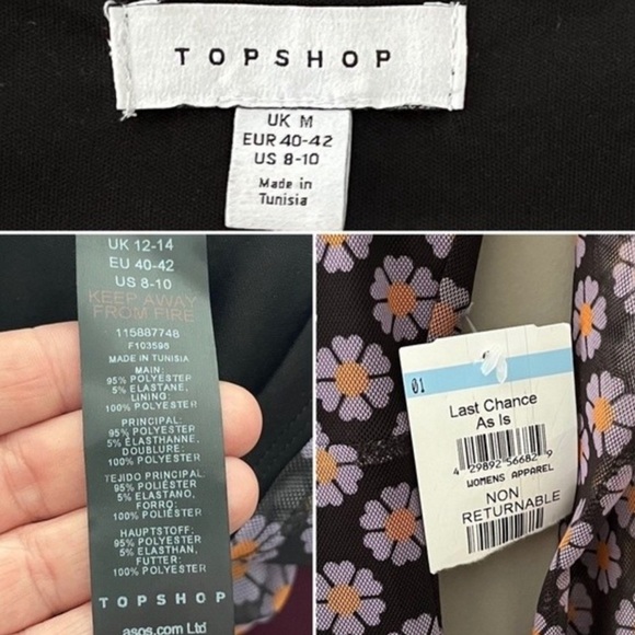 TOPSHOP “Love at First Scroll” First Floral Daisy Print Mesh Mini Dress Size M - Picture 12 of 12